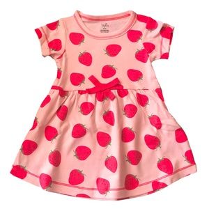 Touched by Nature 0-3 months Strawberry 100% Organic Cotton A-line Dress
